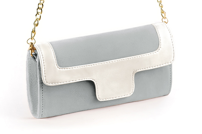 Pearl grey and pure white luxurious elegant clutch for ceremonies, weddings and evenings out.